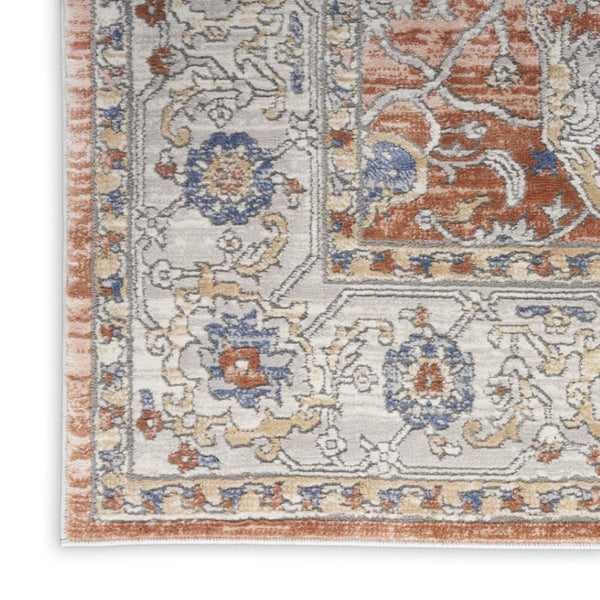 HomeRoots 7' Elegant Gray and Red Oriental Power Loom Area Rug - Timeless Style for Any Room Décor 7' X 9' 533549