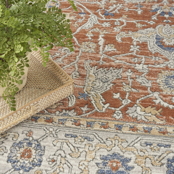 HomeRoots 7' Elegant Gray and Red Oriental Power Loom Area Rug - Timeless Style for Any Room Décor 7' X 9' 533549