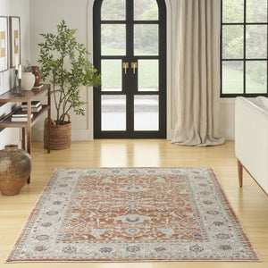 HomeRoots 7' Elegant Gray and Red Oriental Power Loom Area Rug - Timeless Style for Any Room Décor 7' X 9' 533549