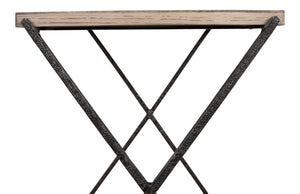 Sarreid Nathanial Side Table - Flaky Pine Finish With Hand Forged Iron Legs For Rustic Elegance In Your Home Beige  53354