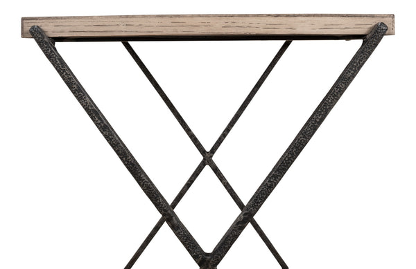 Sarreid Nathanial Side Table - Flaky Pine Finish With Hand Forged Iron Legs For Rustic Elegance In Your Home Beige  53354