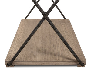 Sarreid Nathanial Side Table - Flaky Pine Finish With Hand Forged Iron Legs For Rustic Elegance In Your Home Beige  53354