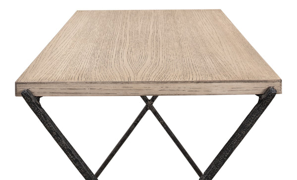 Sarreid Nathanial Side Table - Flaky Pine Finish With Hand Forged Iron Legs For Rustic Elegance In Your Home Beige  53354