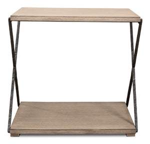 Sarreid Nathanial Side Table - Flaky Pine Finish With Hand Forged Iron Legs For Rustic Elegance In Your Home Beige  53354