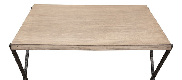 Sarreid Nathanial Side Table - Flaky Pine Finish With Hand Forged Iron Legs For Rustic Elegance In Your Home Beige  53354