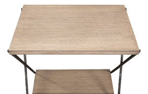 Sarreid Nathanial Side Table - Flaky Pine Finish With Hand Forged Iron Legs For Rustic Elegance In Your Home Beige  53354