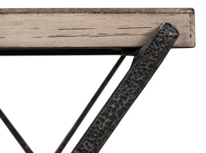 Sarreid Nathanial Side Table - Flaky Pine Finish With Hand Forged Iron Legs For Rustic Elegance In Your Home Beige  53354