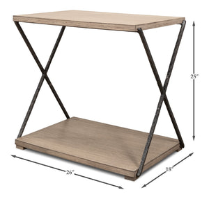 Sarreid Nathanial Side Table - Flaky Pine Finish With Hand Forged Iron Legs For Rustic Elegance In Your Home Beige  53354