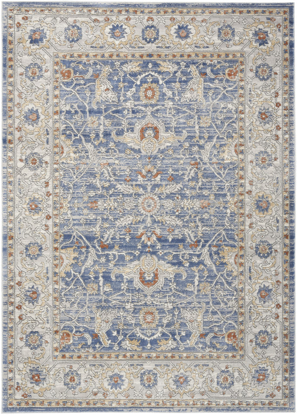Homeroots 7' X 9' Blue And Gray Oriental Power Loom Area Rug  Polypropylene,Polyester 533550