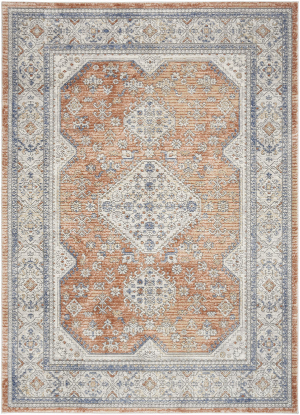 Homeroots 7' X 9' Gray And Red Medallion Power Loom Area Rug  Polypropylene,Polyester 533551