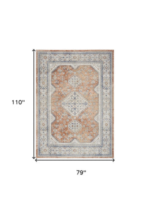 Homeroots 7' X 9' Gray And Red Medallion Power Loom Area Rug  Polypropylene,Polyester 533551