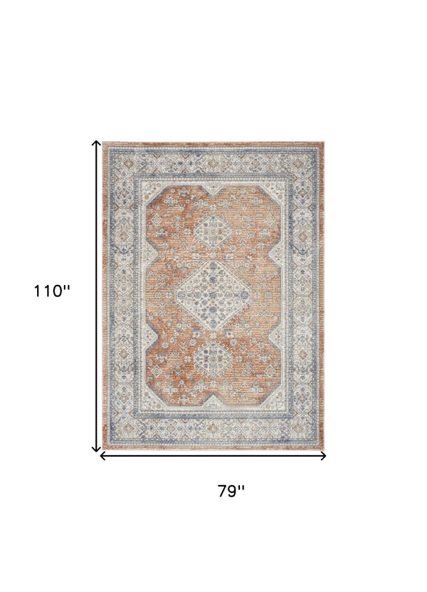 Homeroots 7' X 9' Gray And Red Medallion Power Loom Area Rug  Polypropylene,Polyester 533551