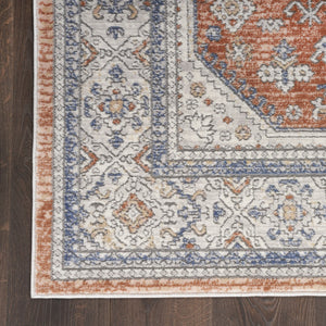 HomeRoots 7' Elegant Gray and Red Medallion Area Rug – Timeless Persian Design for Stylish Home Décor 7' X 9' 533551