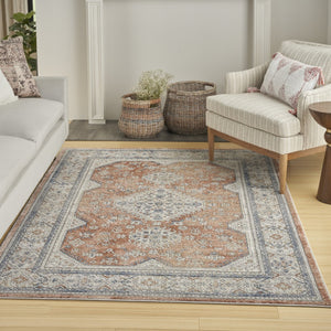 HomeRoots 7' Elegant Gray and Red Medallion Area Rug – Timeless Persian Design for Stylish Home Décor 7' X 9' 533551