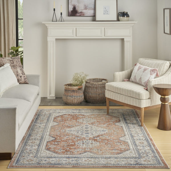 HomeRoots 7' Elegant Gray and Red Medallion Area Rug – Timeless Persian Design for Stylish Home Décor 7' X 9' 533551