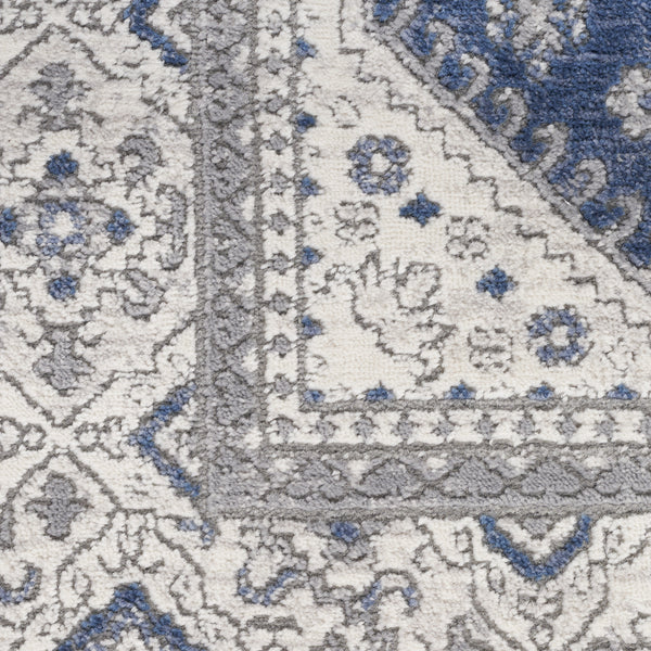 Homeroots 7' X 9' Blue And Gray Medallion Power Loom Area Rug  Polypropylene,Polyester 533552