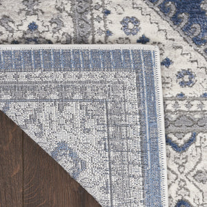 Homeroots 7' X 9' Blue And Gray Medallion Power Loom Area Rug  Polypropylene,Polyester 533552