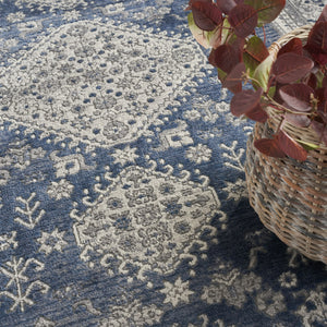 Homeroots 7' X 9' Blue And Gray Medallion Power Loom Area Rug  Polypropylene,Polyester 533552
