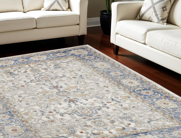 HomeRoots 8' Elegant Blue and Gray Power Loomed Area Rug - Persian-Inspired Design for Stylish Home Decor 8' X 10' 533554