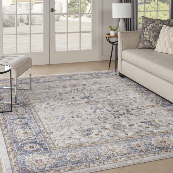 HomeRoots 8' Elegant Blue and Gray Power Loomed Area Rug - Persian-Inspired Design for Stylish Home Decor 8' X 10' 533554