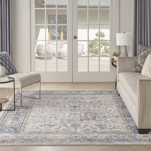 HomeRoots 8' Elegant Blue and Gray Power Loomed Area Rug - Persian-Inspired Design for Stylish Home Decor 8' X 10' 533554
