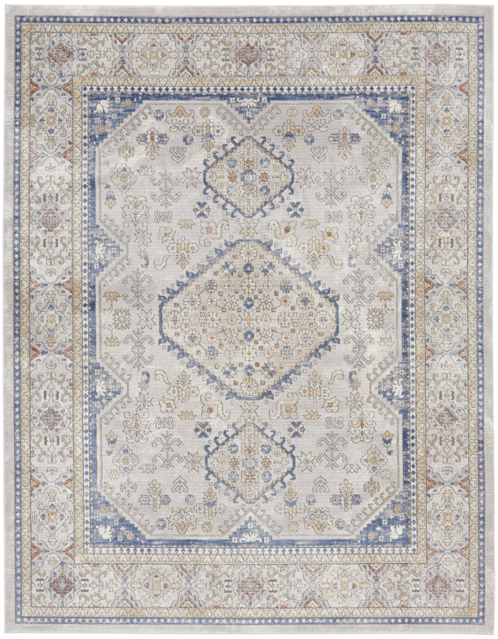 Homeroots 8' X 10' Blue And Gray Medallion Power Loom Area Rug  Polypropylene,Polyester 533556