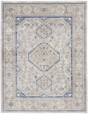 Homeroots 8' X 10' Blue And Gray Medallion Power Loom Area Rug  Polypropylene,Polyester 533556