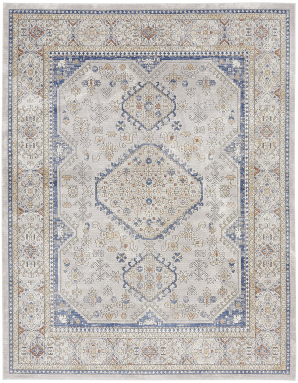 Homeroots 8' X 10' Blue And Gray Medallion Power Loom Area Rug  Polypropylene,Polyester 533556
