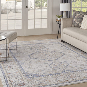 Homeroots 8' X 10' Blue And Gray Medallion Power Loom Area Rug  Polypropylene,Polyester 533556
