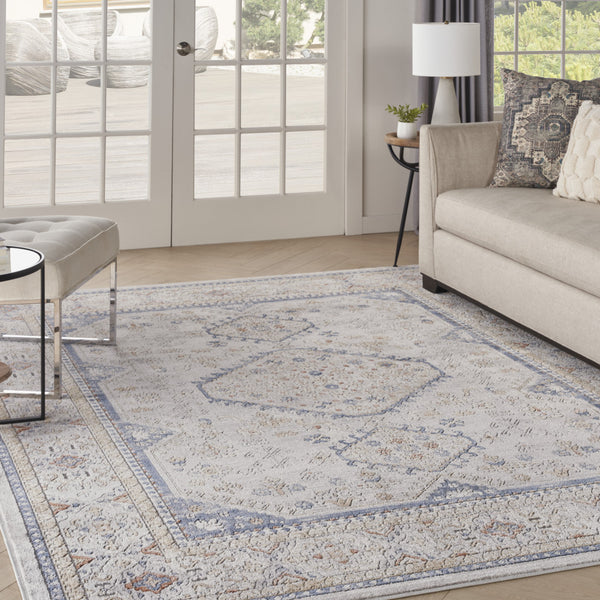Homeroots 8' X 10' Blue And Gray Medallion Power Loom Area Rug  Polypropylene,Polyester 533556