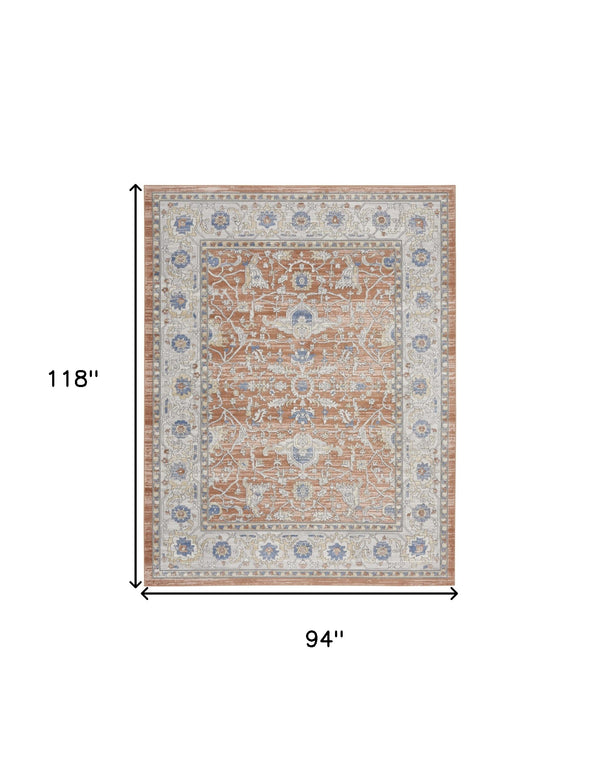 Homeroots 8' X 10' Gray And Red Oriental Power Loom Area Rug  Polypropylene,Polyester 533557