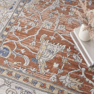HomeRoots 7' Elegant Gray and Red Oriental Power Loom Area Rug - Timeless Style for Any Room Décor 8' X 10' 533557