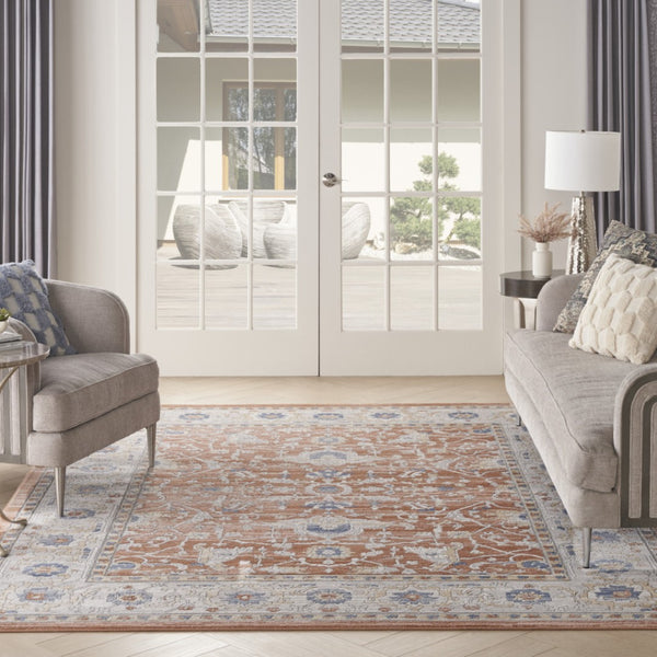 HomeRoots 7' Elegant Gray and Red Oriental Power Loom Area Rug - Timeless Style for Any Room Décor 8' X 10' 533557