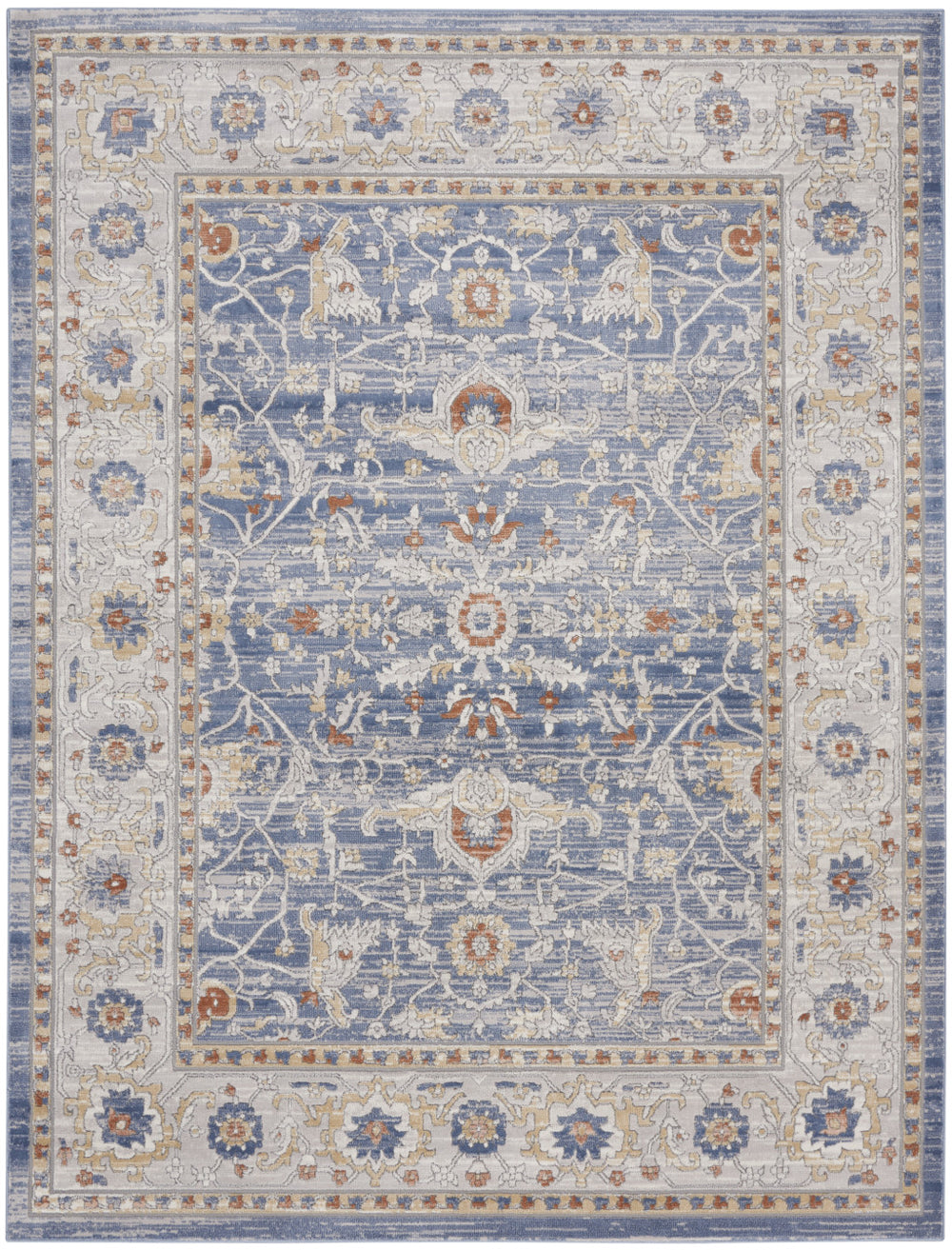 Homeroots 8' X 10' Blue And Gray Oriental Power Loom Area Rug  Polypropylene,Polyester 533558