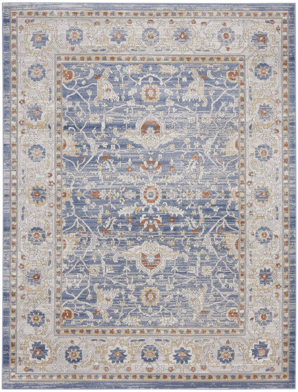 Homeroots 8' X 10' Blue And Gray Oriental Power Loom Area Rug  Polypropylene,Polyester 533558