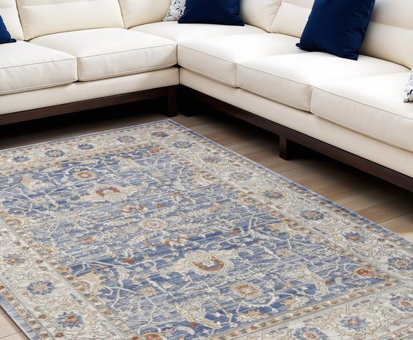 Homeroots 8' X 10' Blue And Gray Oriental Power Loom Area Rug  Polypropylene,Polyester 533558