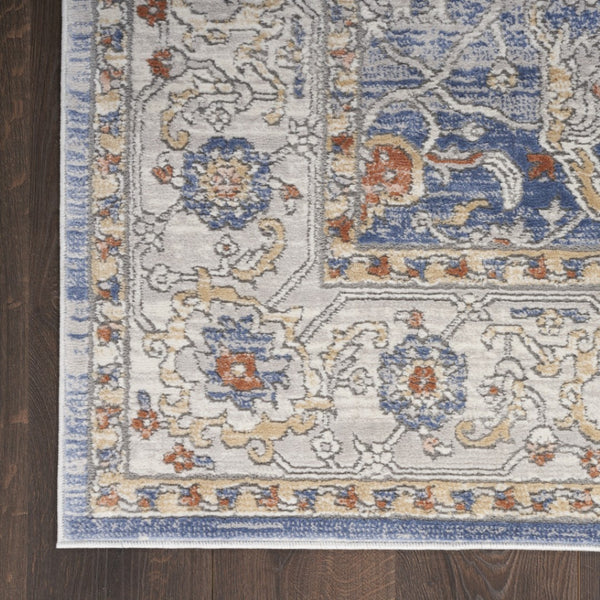 HomeRoots 8' Blue and Gray Oriental Power Loom Area Rug - Timeless Elegance for Living Spaces and Durability 8' X 10' 533558
