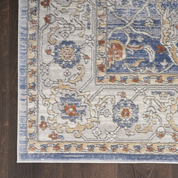 Homeroots 8' X 10' Blue And Gray Oriental Power Loom Area Rug  Polypropylene,Polyester 533558