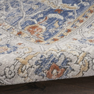 HomeRoots 8' Blue and Gray Oriental Power Loom Area Rug - Timeless Elegance for Living Spaces and Durability 8' X 10' 533558