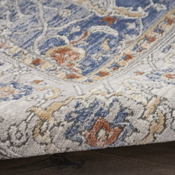 HomeRoots 8' Blue and Gray Oriental Power Loom Area Rug - Timeless Elegance for Living Spaces and Durability 8' X 10' 533558
