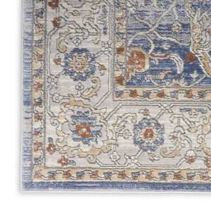 HomeRoots 8' Blue and Gray Oriental Power Loom Area Rug - Timeless Elegance for Living Spaces and Durability 8' X 10' 533558