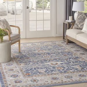 HomeRoots 8' Blue and Gray Oriental Power Loom Area Rug - Timeless Elegance for Living Spaces and Durability 8' X 10' 533558