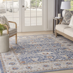 Homeroots 8' X 10' Blue And Gray Oriental Power Loom Area Rug  Polypropylene,Polyester 533558
