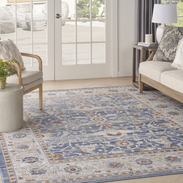 Homeroots 8' X 10' Blue And Gray Oriental Power Loom Area Rug  Polypropylene,Polyester 533558
