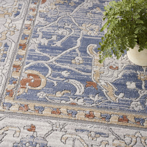 Homeroots 8' X 10' Blue And Gray Oriental Power Loom Area Rug  Polypropylene,Polyester 533558