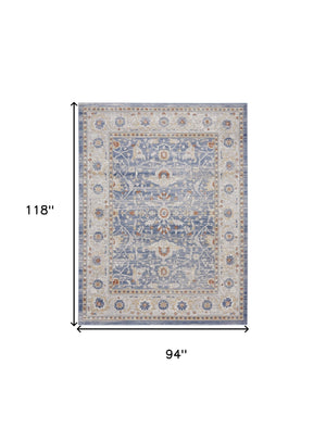 Homeroots 8' X 10' Blue And Gray Oriental Power Loom Area Rug  Polypropylene,Polyester 533558
