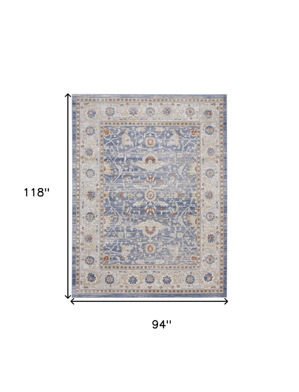 Homeroots 8' X 10' Blue And Gray Oriental Power Loom Area Rug  Polypropylene,Polyester 533558