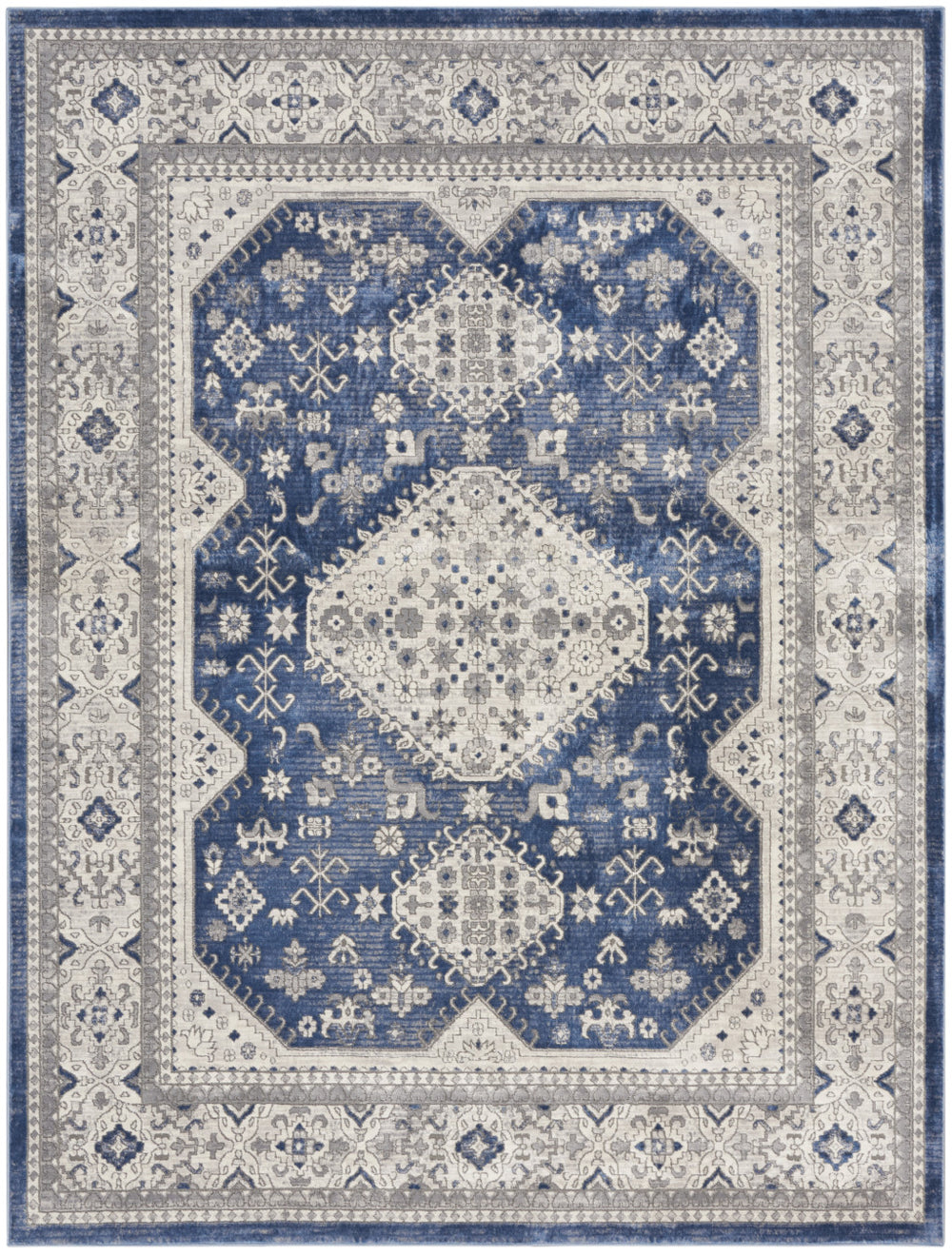Homeroots 8' X 10' Ivory Blue And Gray Oriental Power Loom Area Rug  Polypropylene 533560
