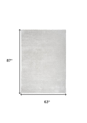 Homeroots 5' X 7' Silver Shag Power Loom Area Rug  Polyester 533570