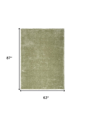 Homeroots 5' X 7' Green Shag Power Loom Area Rug  Polyester 533572